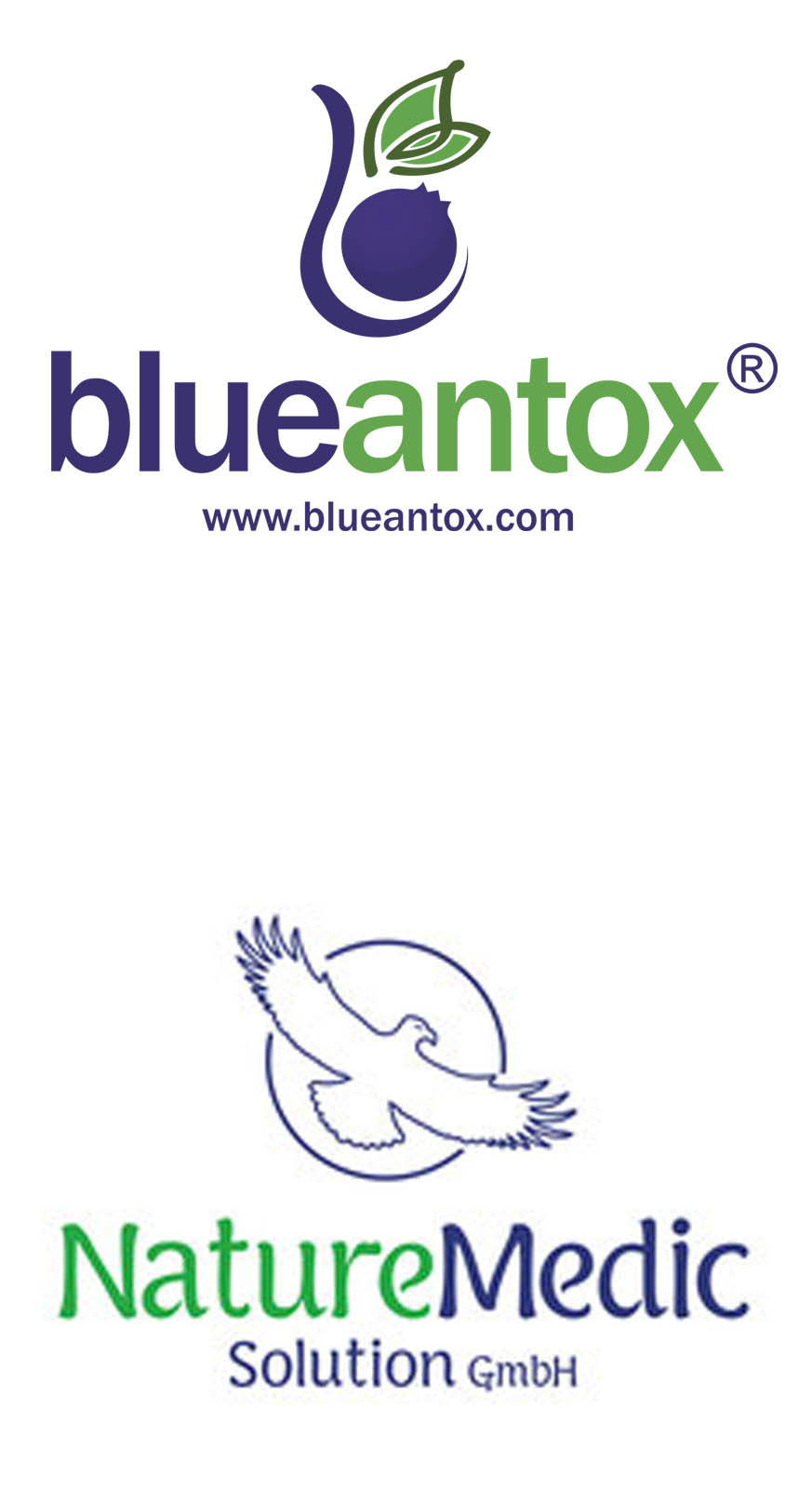 Logos von BlueAntox und Naturemedicsolution