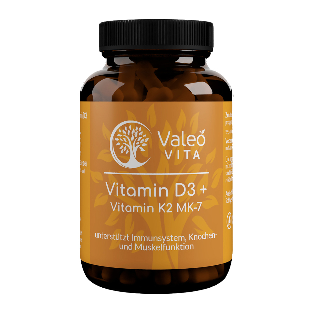 Abbildung der AMM-Produktempfehlung Vitamin D3 + K2 Kapseln von Valeovita