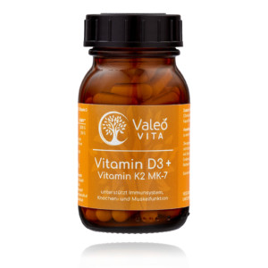 Abbildung der AMM-Produktempfehlung Vitamin D3 + K2 Kapseln von Valeovita