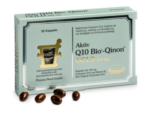 Abbildung der AMM-Produktempfehlung "Q10 Bio-Qinon Gold 100mg" der Pharma Nord GmbH
