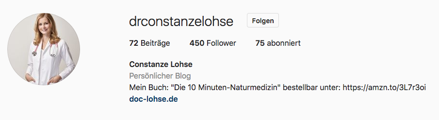Dr. Constanze Lohse bei Instagram