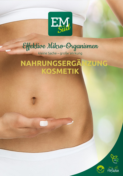 Titelbild der Broschüre "Nahrungsergänzung-Kosmetik" des AMM Marktplatzpartners EM-Süd